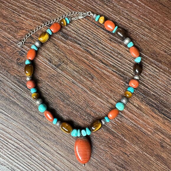 Vintage Carnelian Gemstone Necklace by Carolyn Pollack Sterling Silver Southwest - Picture 11 of 14